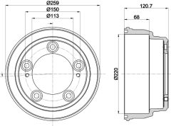 HELLA 8DT 355 303-221 — Тормозной барабан