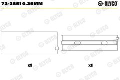 GLYCO 72-3851 0.25mm — Коренной вкладыш