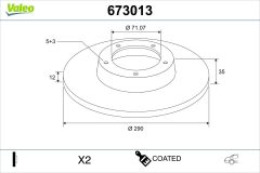 VALEO 673013 — Тормозной диск