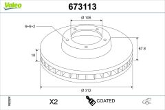 VALEO 673113 — Disc de frână