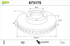 VALEO 673175 — Тормозной диск