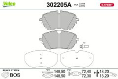 VALEO 302205A — Plăcuțe de frână disc