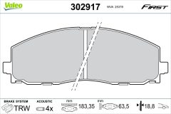 VALEO 302917 — Plăcuțe de frână disc