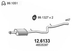 ASSO 12.6133 — Tobă de eșapament intermediară
