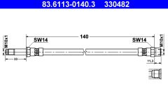 ATE 83.6113-0140.3 — Тормозной шланг