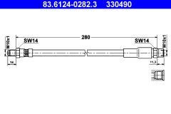 ATE 83.6124-0282.3 — Тормозной шланг