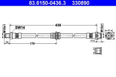 ATE 83.6150-0436.3 — Тормозной шланг