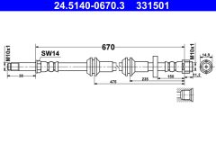 ATE 24.5140-0670.3 — Тормозной шланг