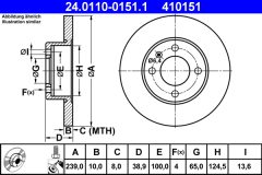 ATE 24.0110-0151.1 — Тормозной диск