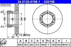 ATE 24.0130-0198.1 — Тормозной диск