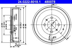 ATE 24.0222-8018.1 — Тормозной барабан