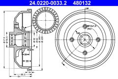 ATE 24.0220-0033.2 — Tambur de frână