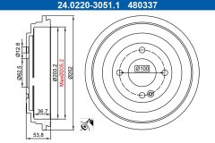ATE 24.0220-3051.1 — Tambur de frână