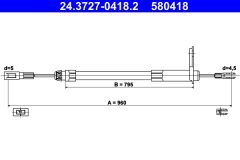 ATE 24.3727-0418.2 — Cablu frână de mână