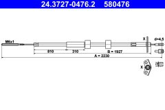 ATE 24.3727-0476.2 — Cablu frână de mână