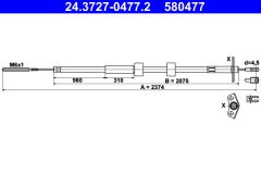 ATE 24.3727-0477.2 — Cablu frână de mână