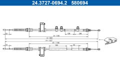 ATE 24.3727-0694.2 — Cablu frână de mână