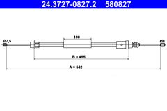 ATE 24.3727-0827.2 — Cablu frână de mână