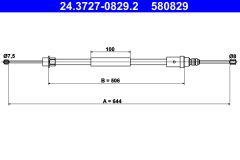 ATE 24.3727-0829.2 — Cablu frână de mână