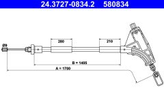ATE 24.3727-0834.2 — Cablu frână de mână