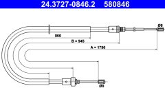 ATE 24.3727-0846.2 — Трос ручного тормоза