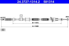 ATE 24.3727-1314.2 — Cablu frână de mână