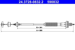ATE 24.3728-0832.2 — Cablu de ambreiaj