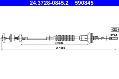 ATE 24.3728-0845.2 — Cablu de ambreiaj
