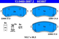 ATE 13.0460-3887.2 — Plăcuțe de frână disc