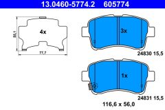 ATE 13.0460-5774.2 — Plăcuțe de frână disc