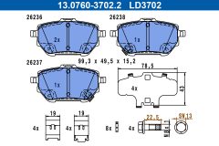 ATE 13.0470-3702.2 — Plăcuțe de frână disc