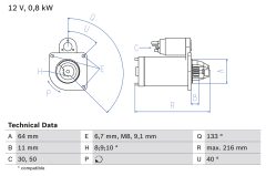 BOSCH 0986021590 — Стартер