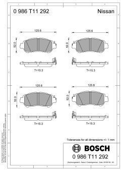 BOSCH 0986T11292 — Plăcuțe de frână disc