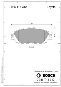 BOSCH 0986T11312 — Колодки тормозные дисковые