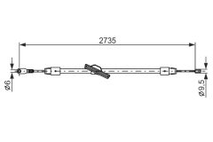BOSCH 1987477845 — Трос ручного тормоза