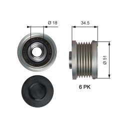 GATES OAP7218 — Fulie cu roată liberă alternator