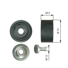 GATES T36285 — Rolă ghidaj curea transmisie