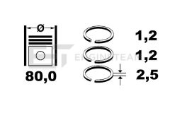 ET ENGINETEAM R4000500 — Set segmenți piston