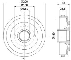 HELLA PAGID 8DT 355 300-381 — Tambur de frână
