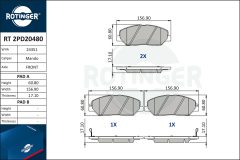 ROTINGER RT 2PD20480 — Plăcuțe de frână disc