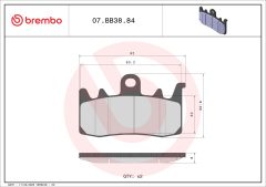 BREMBO 07BB3884 — Plăcuțe de frână disc