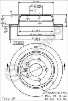 BREMBO 08.6968.10 — Тормозной диск