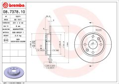 BREMBO 08.7378.10 — Тормозной диск