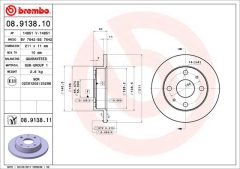 BREMBO 08.9138.10 — Disc de frână