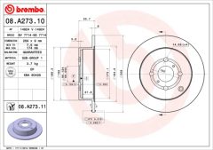 BREMBO 08.A273.10 — Тормозной диск