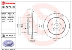 BREMBO 08.A273.20 — Disc de frână