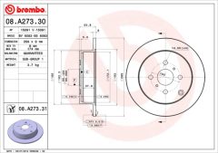 BREMBO 08.A273.30 — Тормозной диск
