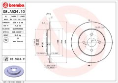 BREMBO 08.A534.10 — Тормозной диск