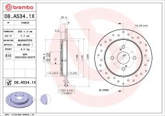 BREMBO 08.A534.1X — Тормозной диск