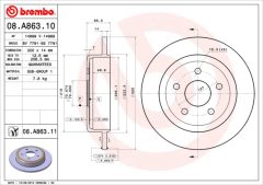 BREMBO 08.A863.10 — Disc de frână